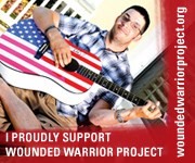I Proudly Support Wounded Warrior Project Website Banner Option 2 Warrior with Guitar 180x150 pixels
