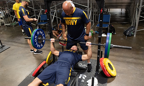 Jacob Cox powerlifting for Team Navy
