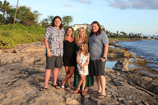 Veteran Joey Pierstorff and his family on a recent tropical vacation to Hawaii. Joey is able to enjoy the sunshine now, after seeking mental health care to help him through the dark times.  