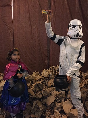 Star Wars Stormtrooper is no match for a princess in the hunt for the best candy!